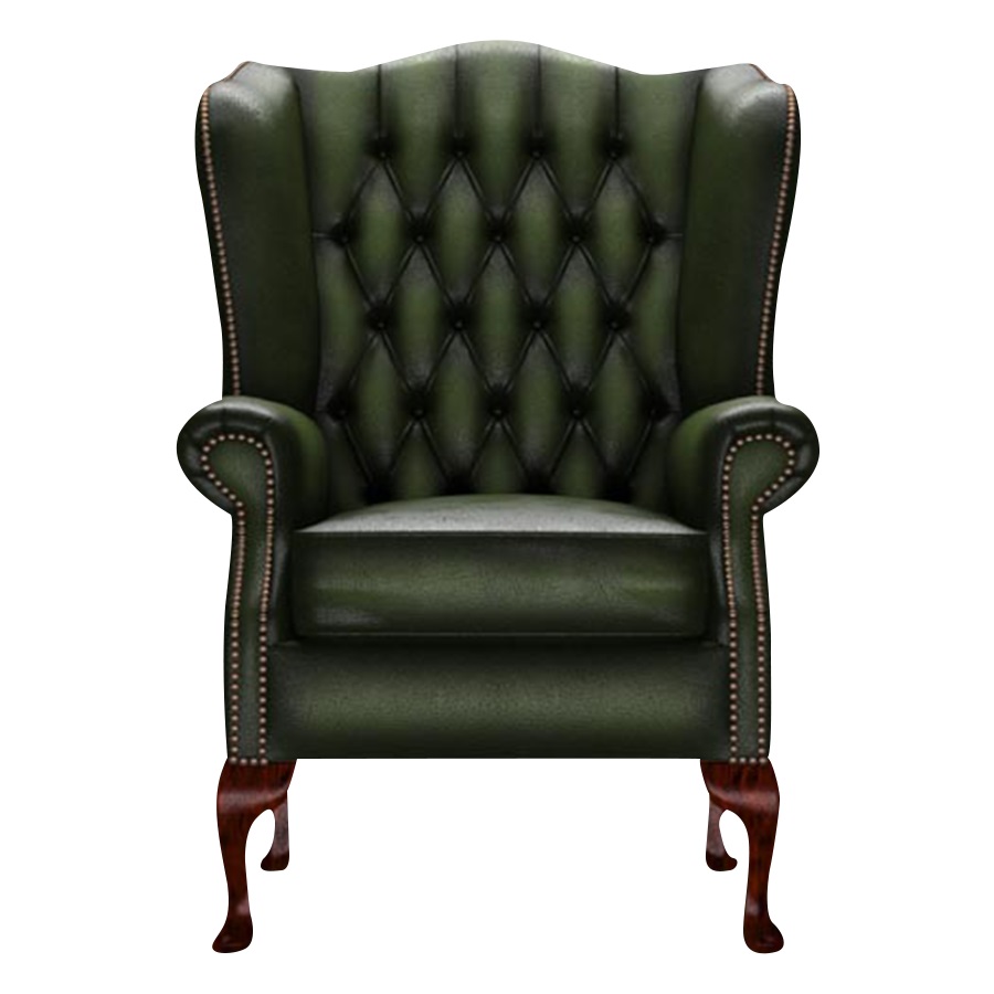 WINGCHAIR GLADSTONE ANTIQUE GREEN i gruppen Chesterfield / Chesterfield ftljer hos HolyHome (1-AGREEN-GLAD)