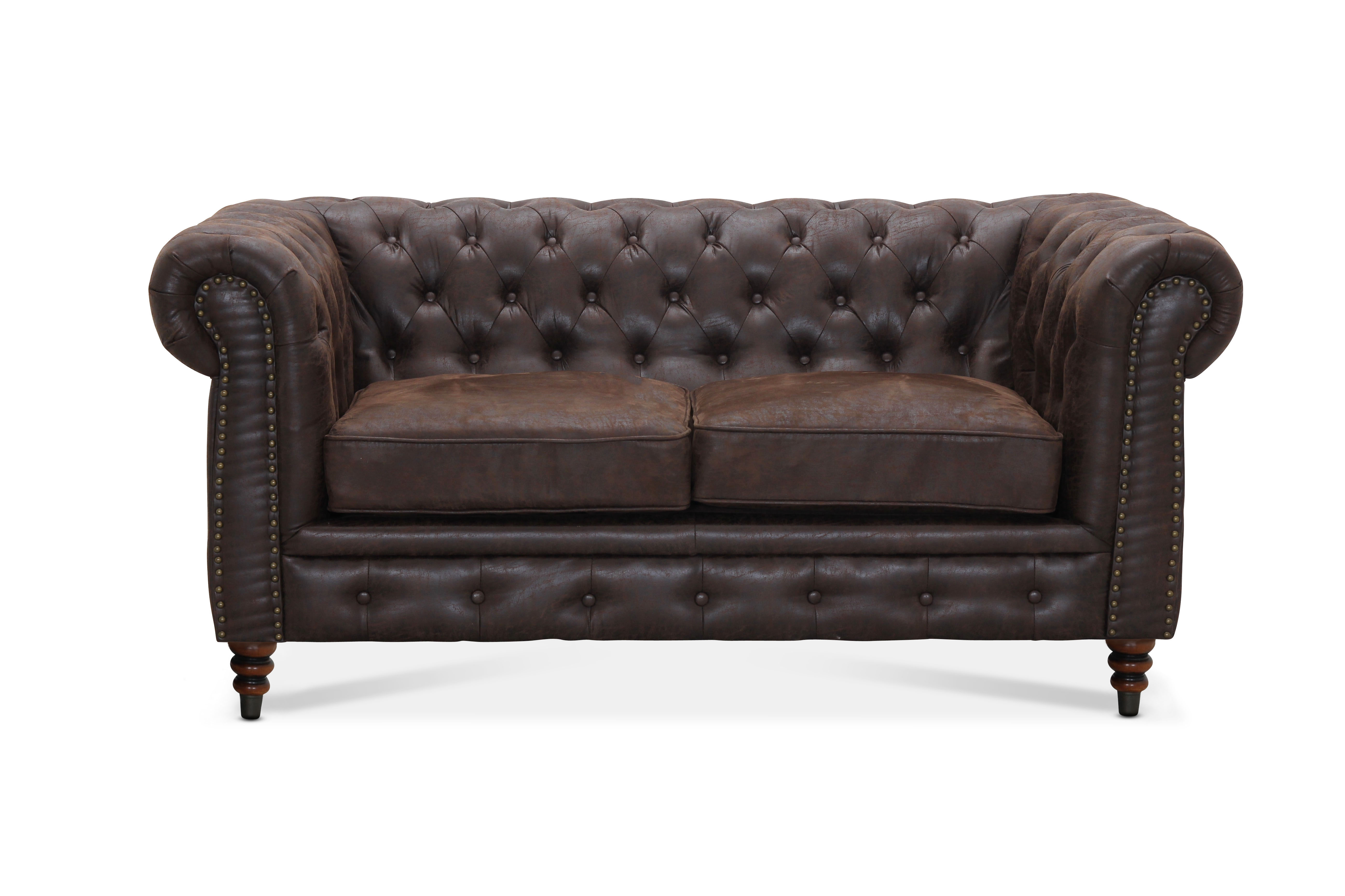 Cambridge brun 2-sits i gruppen Chesterfield / Chesterfield tygsoffor hos HolyHome (HA215241560)