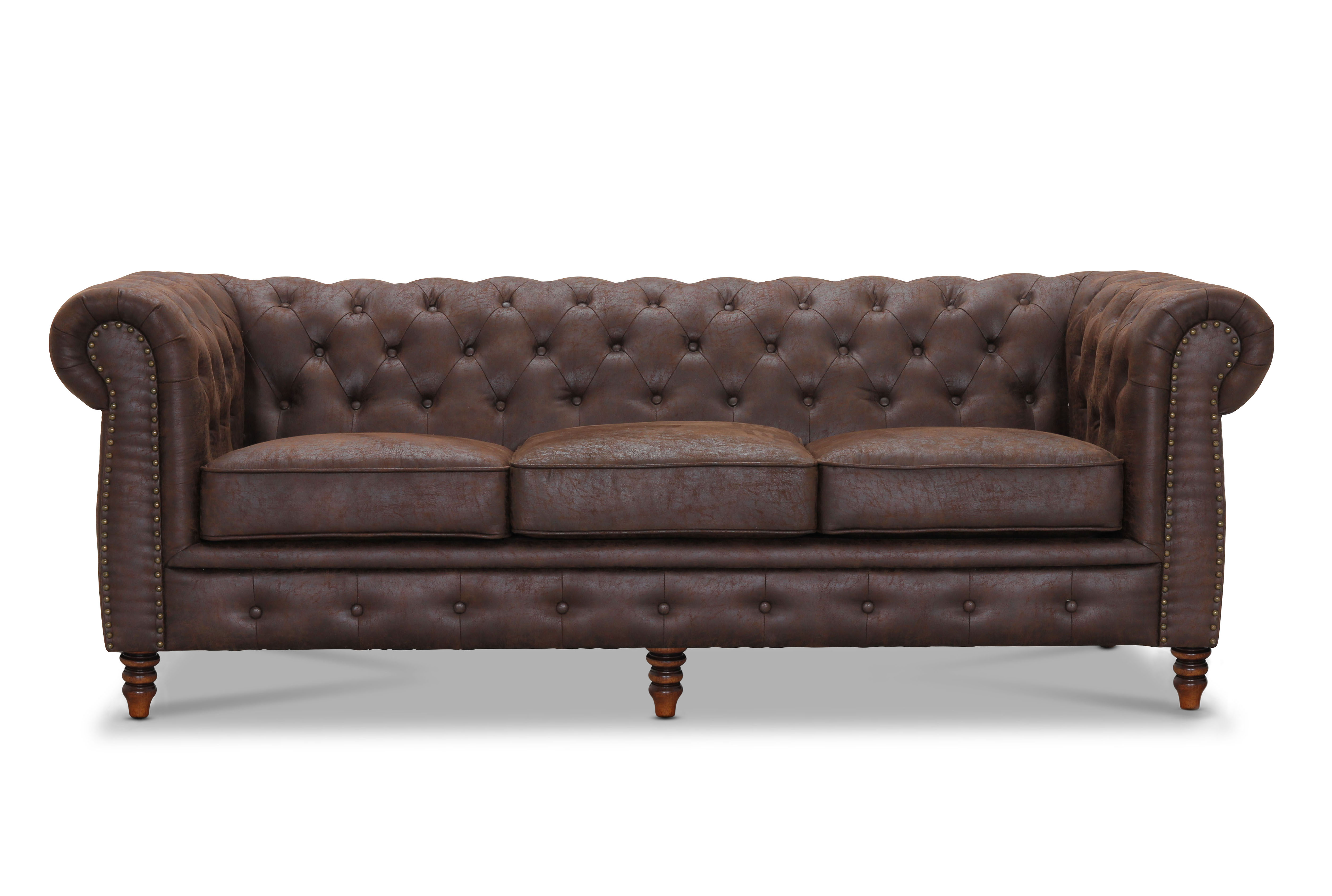 Cambridge brun 3-sits i gruppen Chesterfield / Chesterfield tygsoffor hos HolyHome (HA215341560)