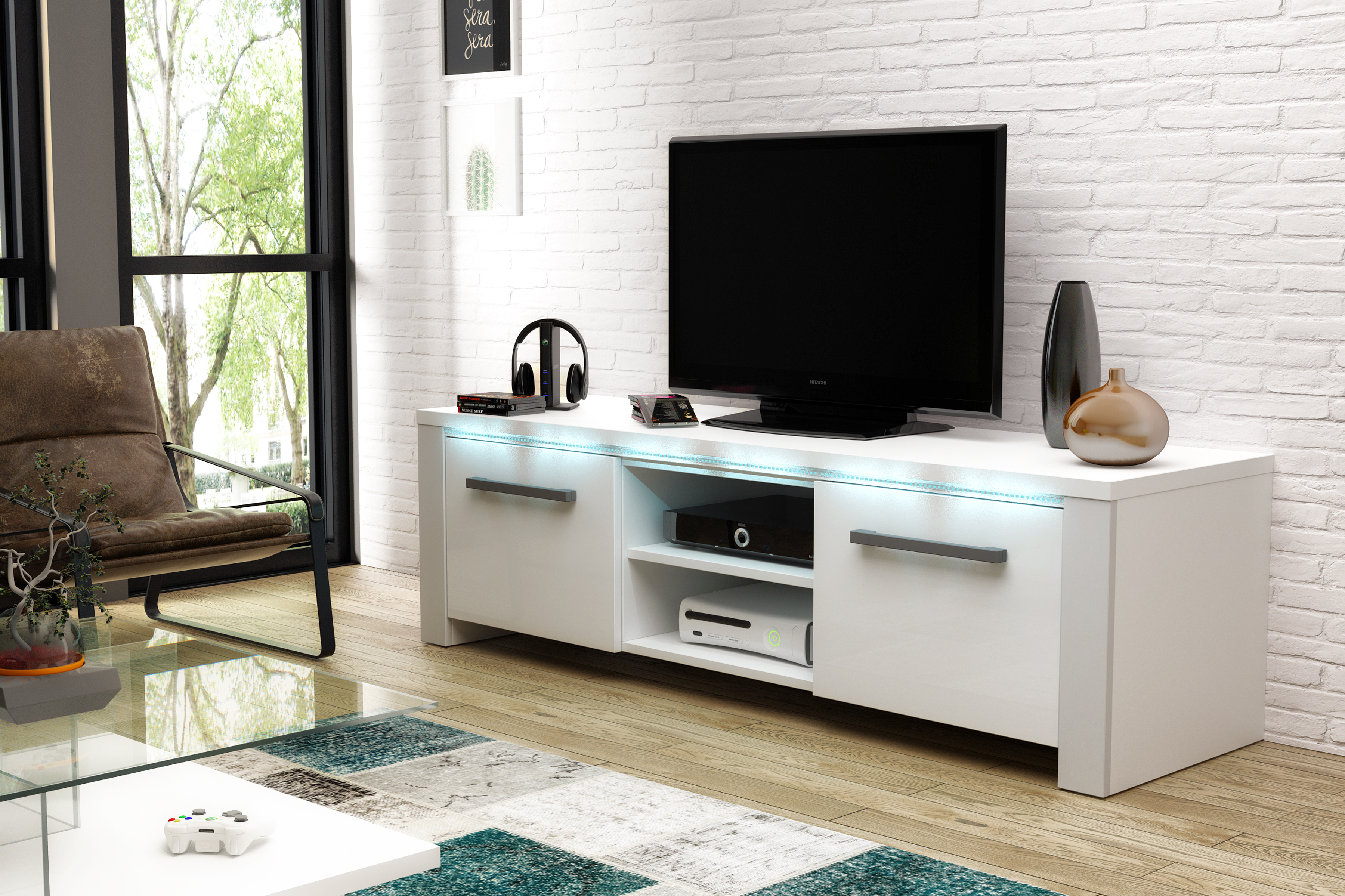 Manhattan TV bänk - Vit i gruppen Inredning / Mediamöbler hos HolyHome (TZO000147)