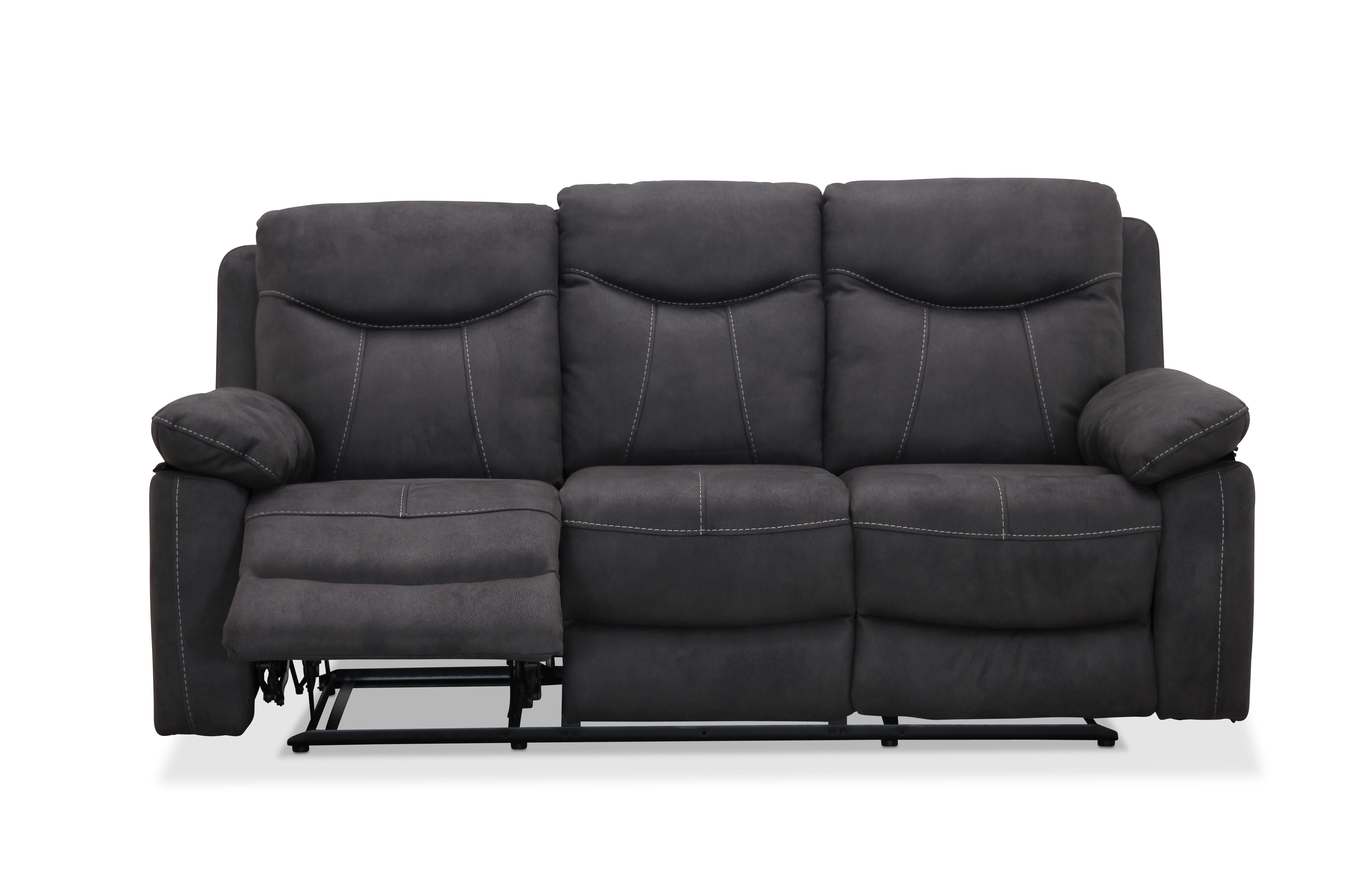 Boston 3-sits med recliner - grå 