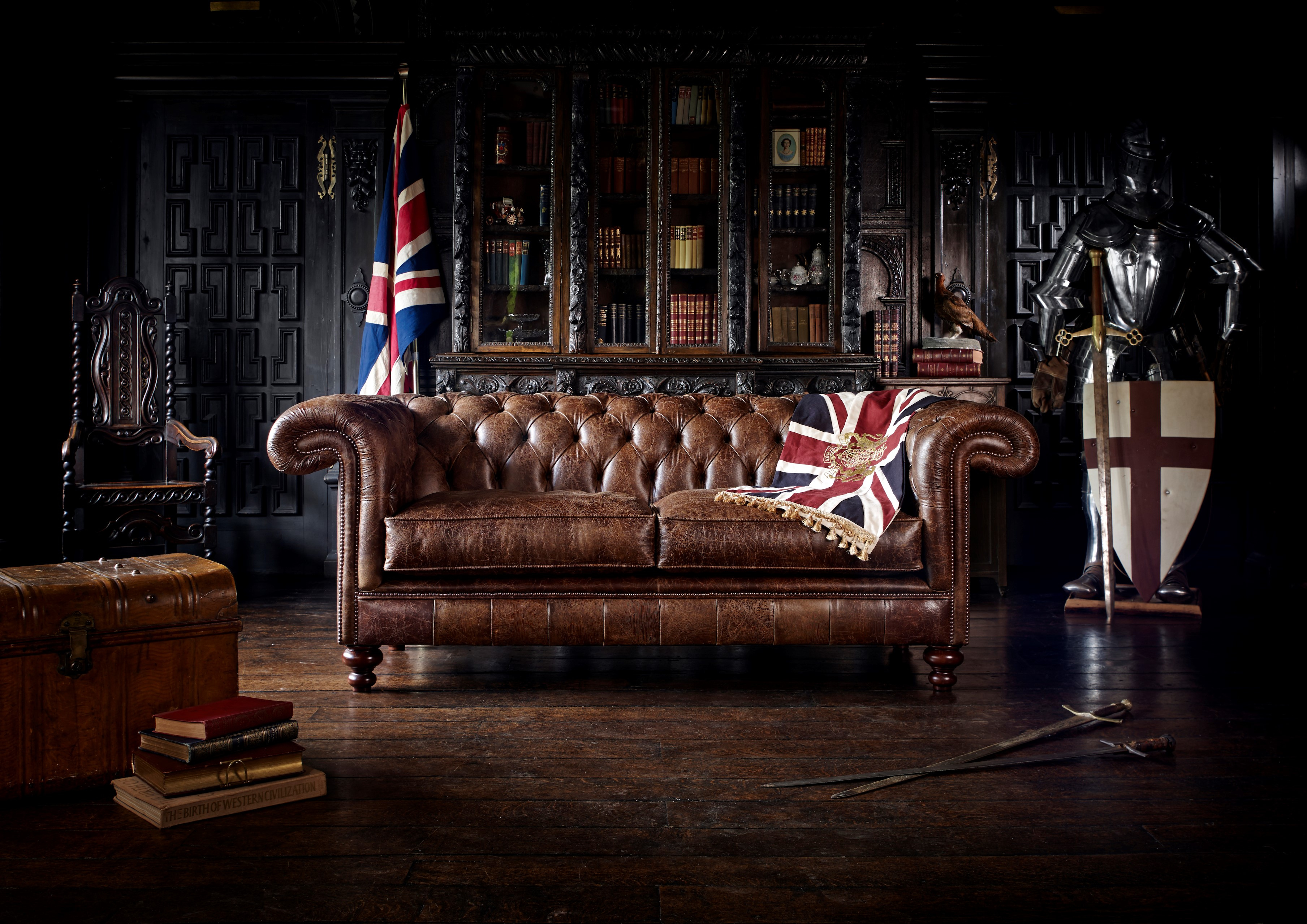 ALLINGHAM CHESTERFIELD 3-SITS ANTIQUE BROWN