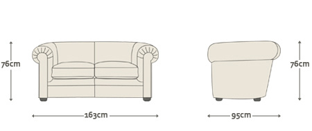 AUSTEN CHESTERFIELD 2-SITS ANTIQUE CHESTNUT