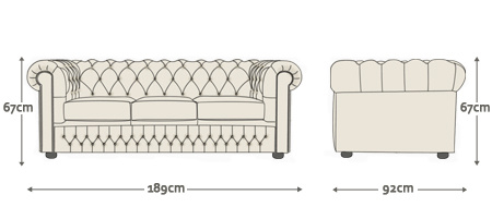 CHESTERFIELD CLASSIC 3-SITS ANTIQUE CHESTNUT