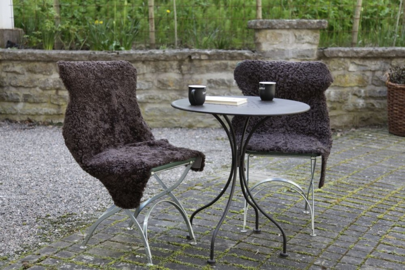 Curly fårskinn brun melange