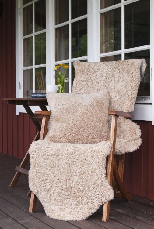 Fårskinn Lockig Dubbel Beige