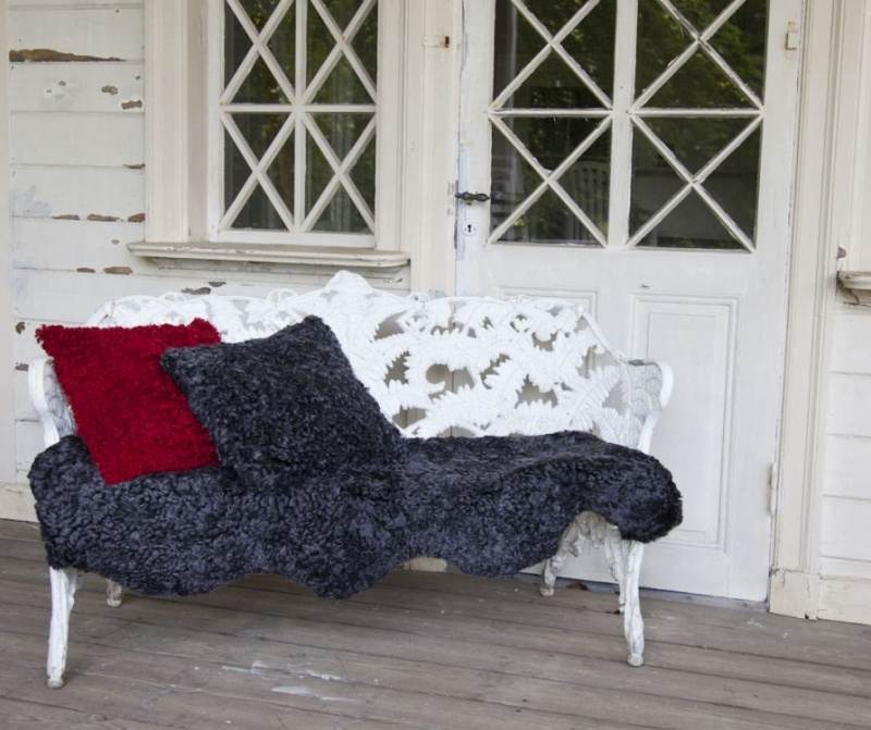 Fårskinn Lockig Dubbel Svart