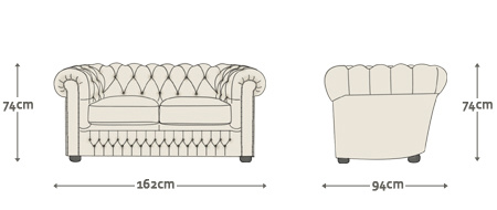 SHACKLETON CHESTERFIELD 2-SITS OLD ENGLISH Bruciato