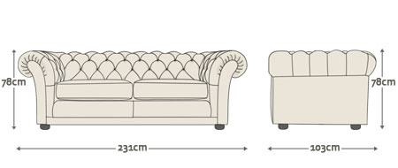SHAKESPEARE CHESTERFIELD 3-SITS ANTIQUE OLIVE