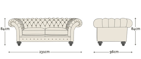 WORDSWORTH CHESTERFIELD 3-SITS TUDOR MAHOGANY